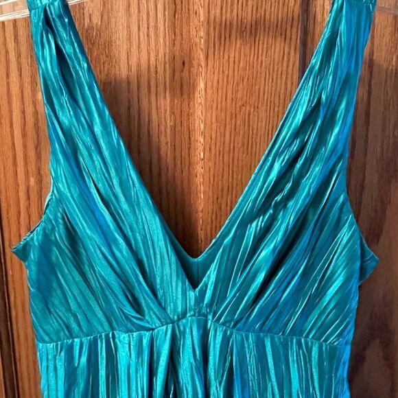 Juniors Medium Aqua Green Shiny Dress Mini - Picture 4 of 5